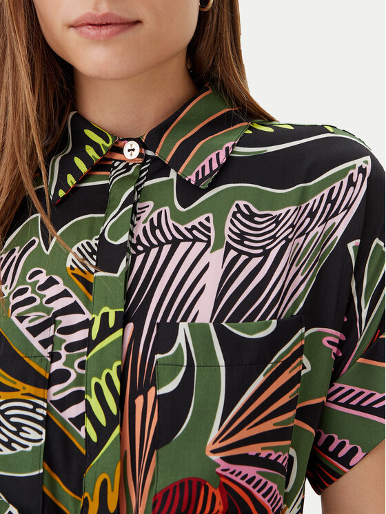 LOLA CASADEMUNT LOLA CASADEMUNT Sukienka koszulowa LS2516059 Zielony Relaxed Fit