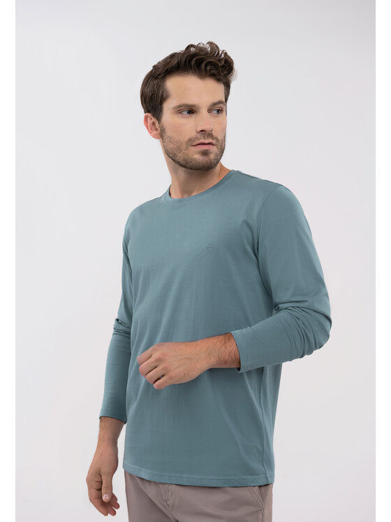 Volcano Volcano Longsleeve L-HALS Niebieski Regular Fit
