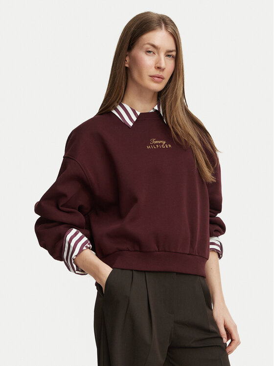 Tommy Hilfiger Tommy Hilfiger Džemperis ar kapuci WW0WW51724 Bordo Relaxed Fit