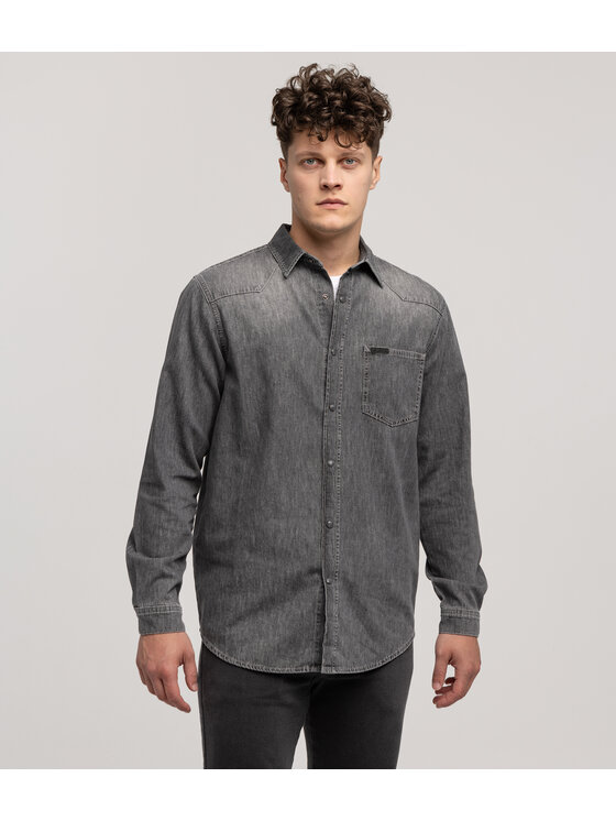 Lee Cooper Lee Cooper Koszula jeansowa KADES 3213 Szary Regular Fit