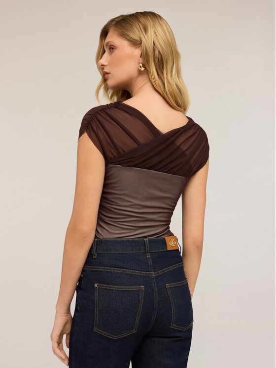 Motivi Motivi Bluzka G013W003475N022 Brązowy Slim Fit