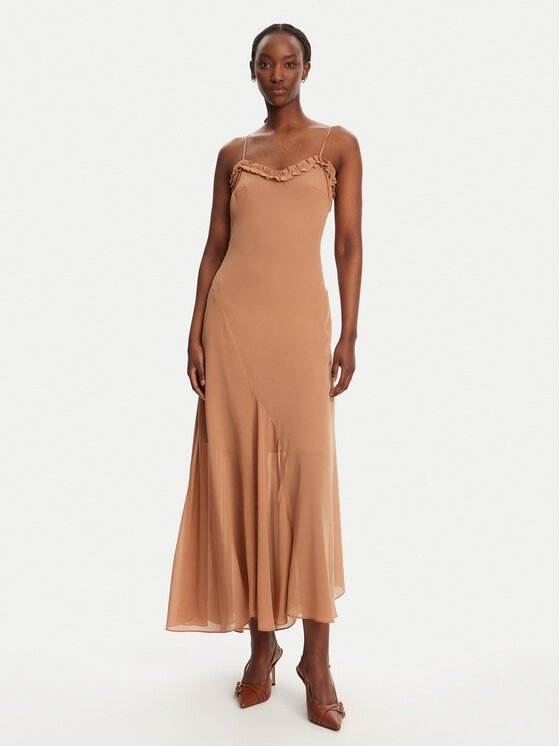 BARDOT BARDOT Kokteilinė suknelė Tatian Frill Trim 59885DB Ruda Regular Fit