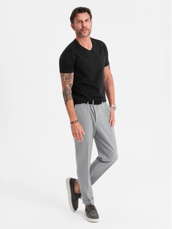 Ombre Ombre T-Shirt OM-TSBS-0237 Czarny Regular Fit