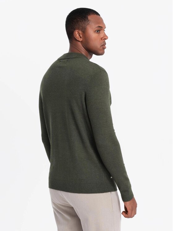 Ombre Ombre Sweter OM-SWTN-0125 Zielony Regular Fit