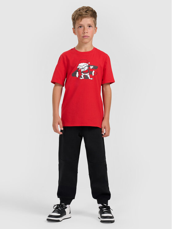 4F 4F T-Shirt CHRISTMAS DROP Czerwony Regular Fit