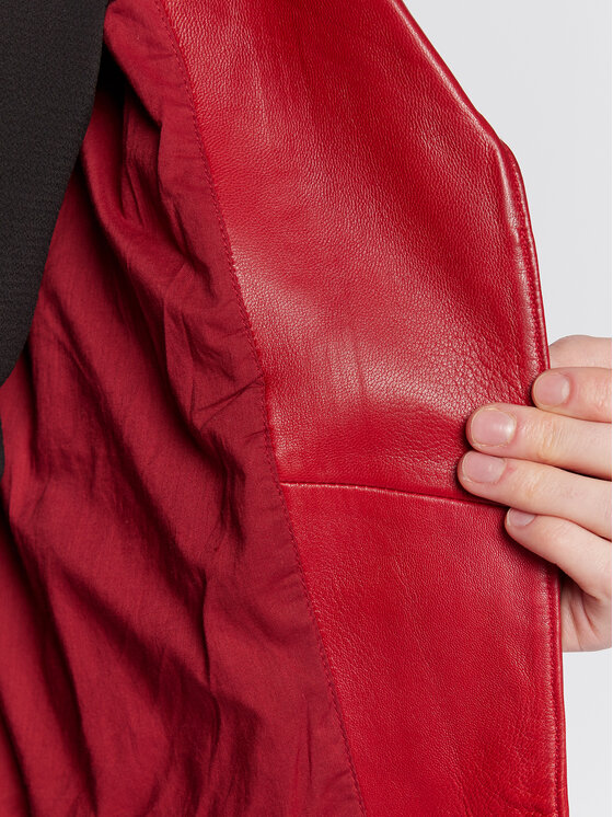 NAF NAF NAF NAF Lederjacke Cqueen Export THNL19 Rot Regular Fit