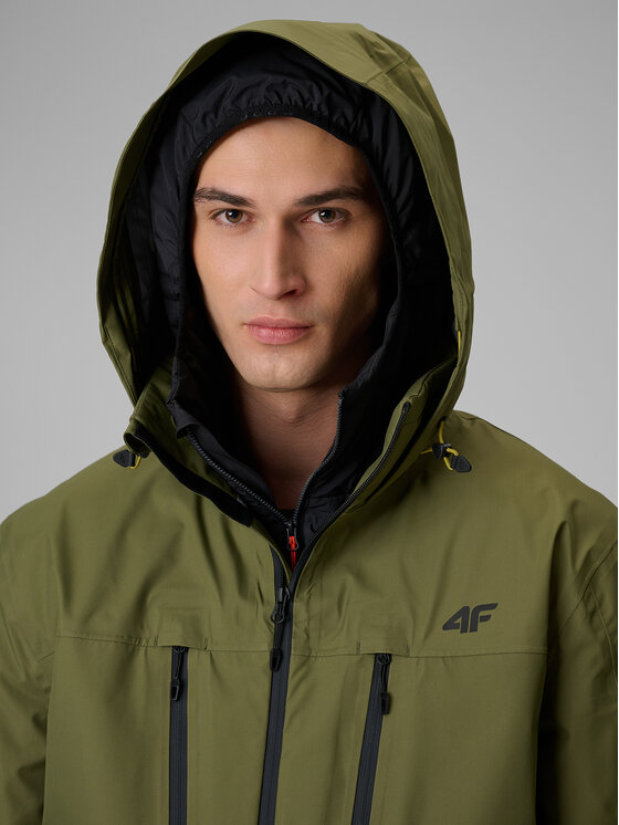 4F 4F Kurtka przeciwdeszczowa TREKKING Khaki Regular Fit