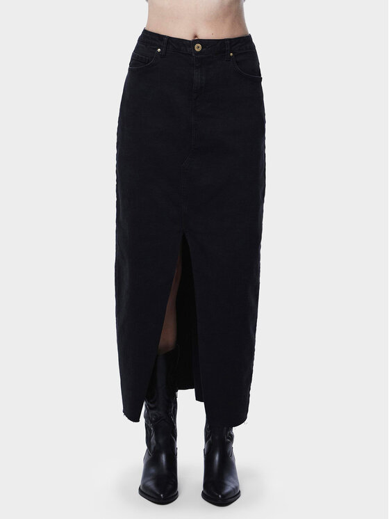 Pieces Pieces Spódnica jeansowa Jessie 17150234 Czarny Regular Fit