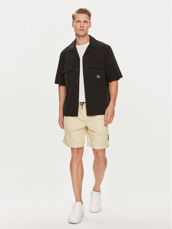 Calvin Klein Jeans Calvin Klein Jeans Cămașă Seersucker J30J325175 Negru Relaxed Fit
