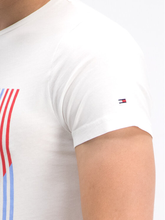 Tommy Hilfiger Tommy Hilfiger T-Shirt Stripe Logo MW0MW10830 Weiß Regular Fit