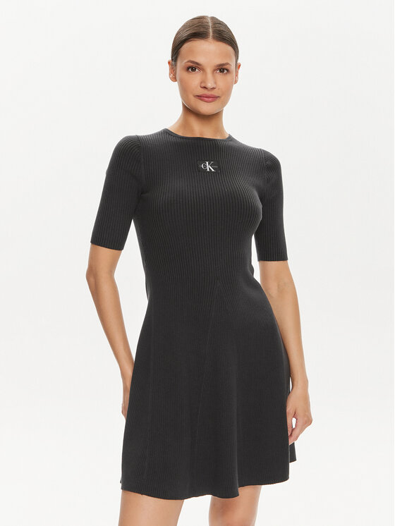 Calvin Klein Jeans Calvin Klein Jeans Rochie tricotată J20J223519 Negru Slim Fit