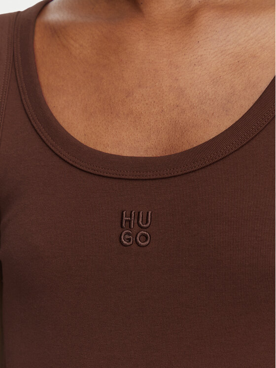 HUGO HUGO Top Datamia 50514489 Dunkelbraun Slim Fit