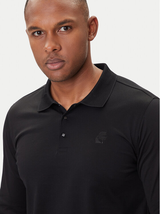 KARL LAGERFELD KARL LAGERFELD Тениска с яка и копчета 745000 554200 Черен Regular Fit