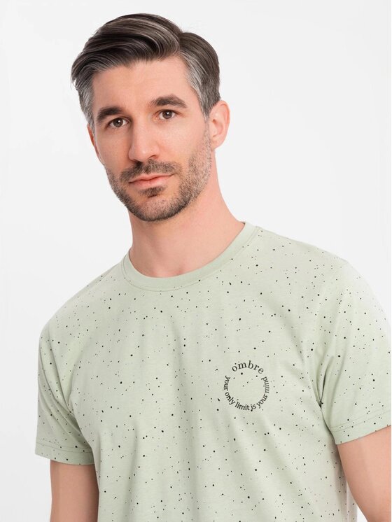 Ombre Ombre T-Shirt OM-TSFP-0186 Zielony Regular Fit