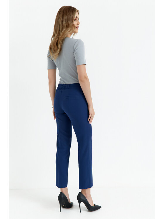 Makover Makover Spodnie damskie K055 Granatowy Regular Fit
