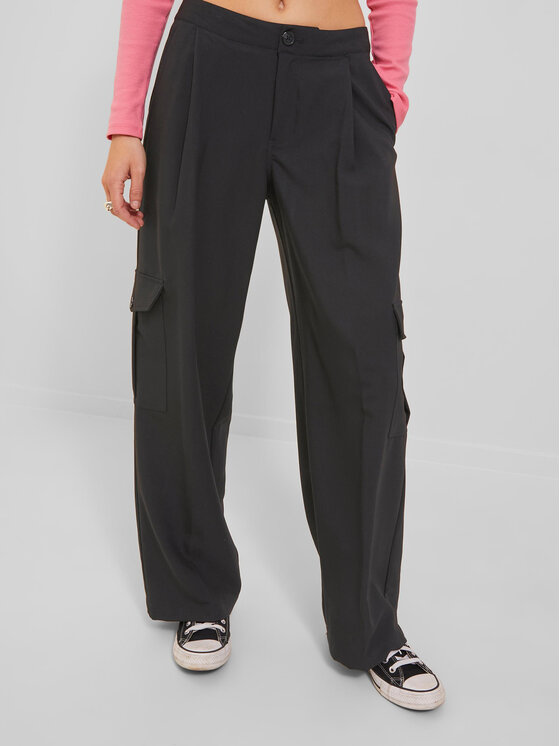 JJXX Bavlnené nohavice 12238354 Čierna Regular Fit