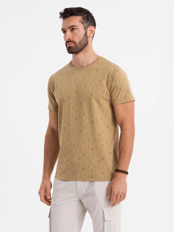 Ombre Ombre T-Shirt OM-TSFP-0225 Zielony Regular Fit