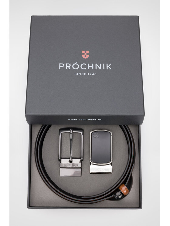Próchnik Próchnik Pasek Męski Dwustronny 4 w 1 z Wymienną Klamrą PM4 PS073222000005 Brązowy
