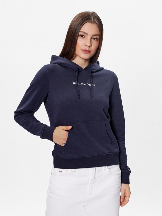 Tommy Jeans Džemperis ar kapuci Serif Linear DW0DW15649 Tumši zils Regular Fit