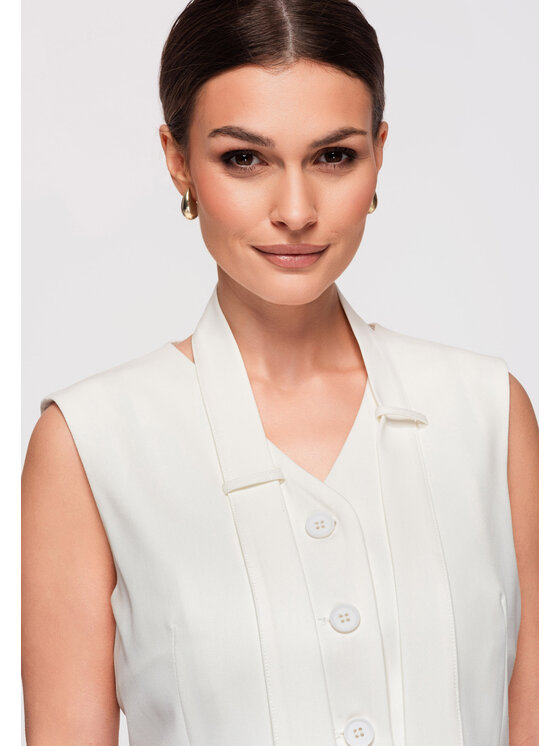 Ombre Ombre Kamizelka OW-VE-E0004 Biały Slim Fit