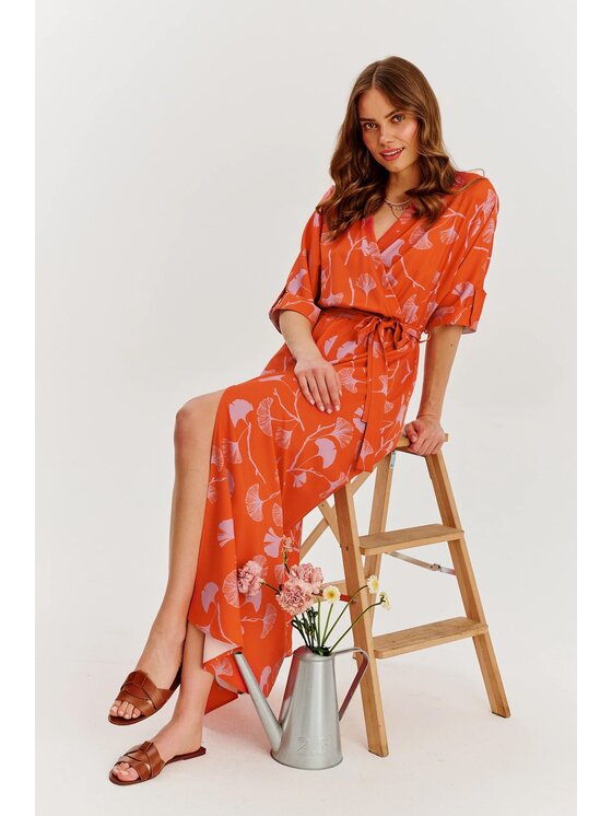 NAOKO NAOKO Každodenní šaty Ginkgo Grace Oranžová Regular Fit