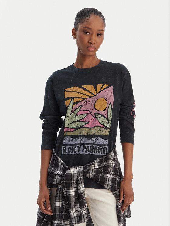 Roxy Roxy Μπλουζάκι Hangloose Washed ERJZT06028 Μαύρο Relaxed Fit