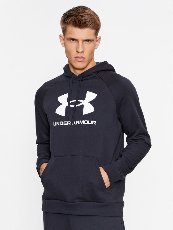 Under Armour Džemperis ar kapuci Ua Rival Fleece Logo Hd 1379758 Melns Loose Fit