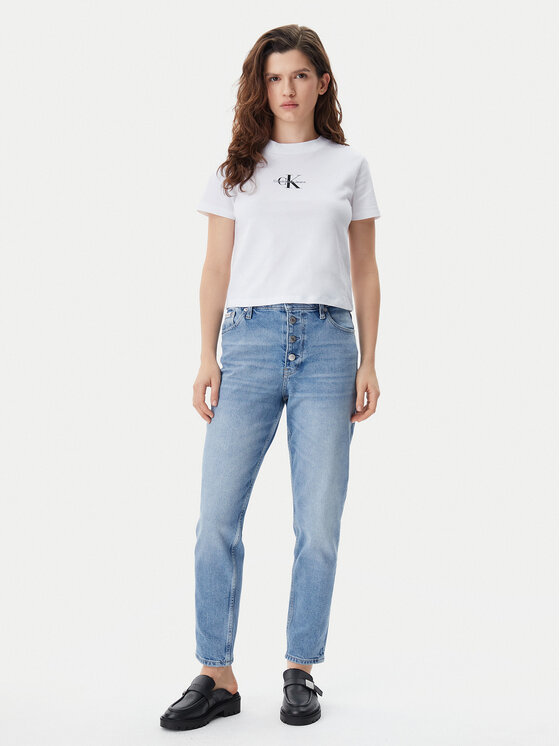 Calvin Klein Jeans Calvin Klein Jeans T-krekls Baby Tee J20J223113 Balts Slim Fit