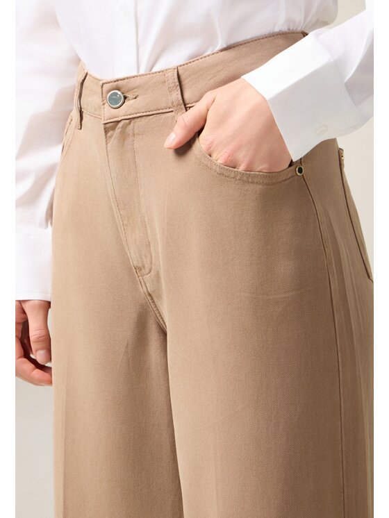 Oltre Oltre Pantaloni di tessuto P704R009049N012 Écru Baggy Fit