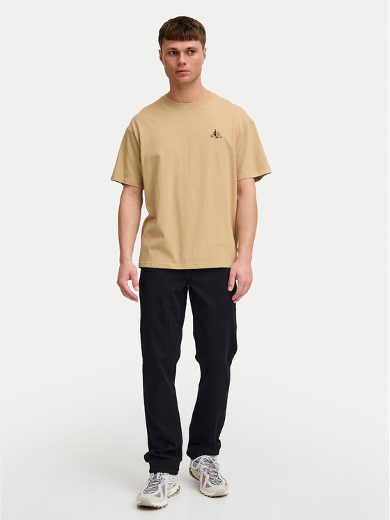 Solid Solid T-Shirt Manes 21108333 Brązowy Regular Fit