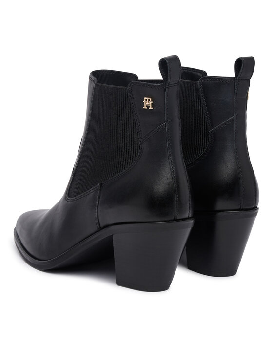 Tommy Hilfiger Tommy Hilfiger Botine Leather Western Chelsea Boot FW0FW09582 Negru