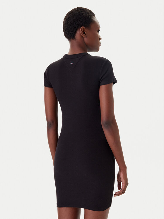 Tommy Jeans Tommy Jeans Rochie de zi Script DW0DW21186 Negru Slim Fit