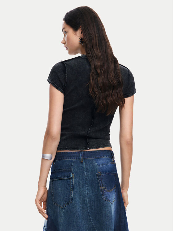 Desigual Desigual Póló 25SWTKX6 Szürke Slim Fit