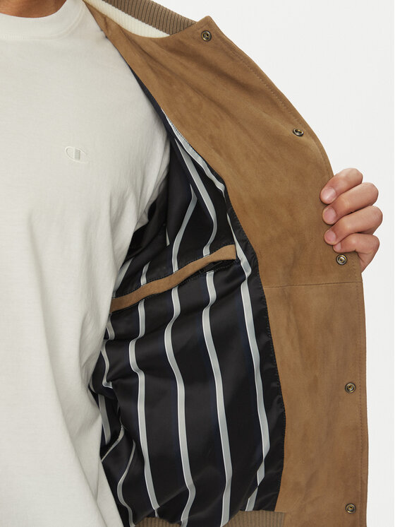 HUGO HUGO Odinė striukė Ledam 50534326 Smėlio Relaxed Fit