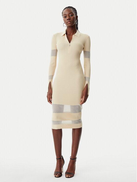 Patrizia Pepe Patrizia Pepe Úpletové šaty 8A1420/K078-B814 Béžová Slim Fit