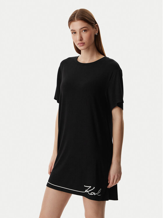 KARL LAGERFELD KARL LAGERFELD Nachthemd B1W45009 Schwarz Regular Fit