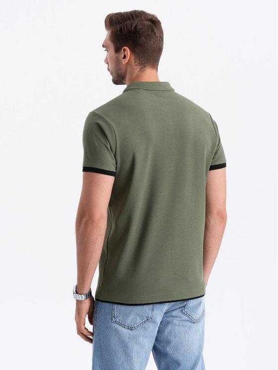 Ombre Ombre Polokošile OM-POSS-0113 Zelená Fitting Fit