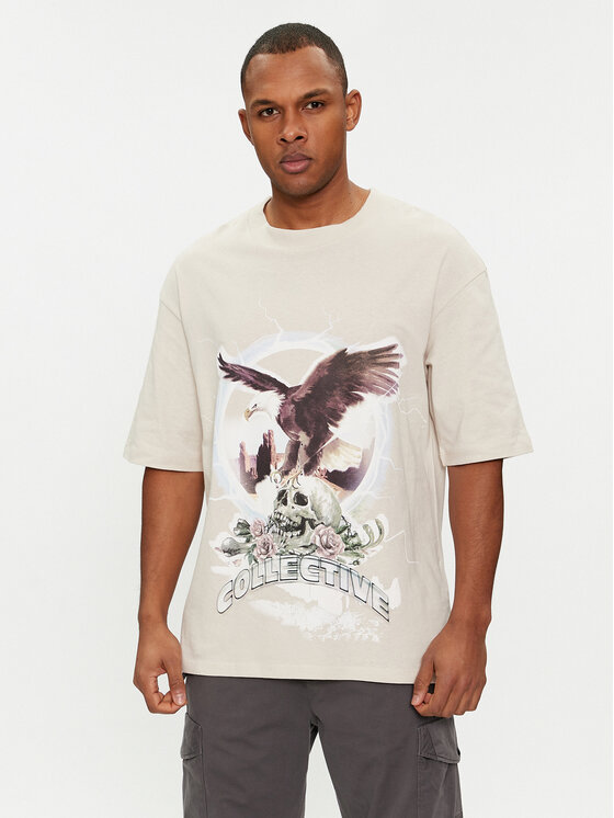 Jack&Jones T-shirt Rush Skull 12216298 Bež Relaxed Fit