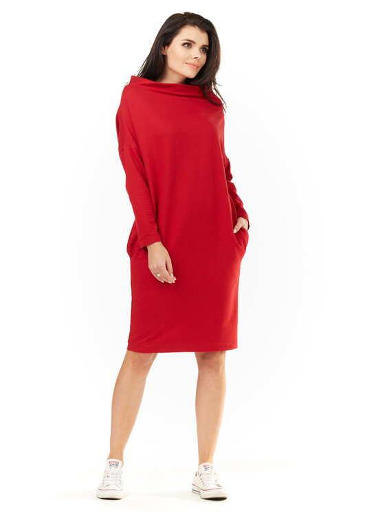 Awama Awama Vestito di maglia L061 Rosso Basic Fit