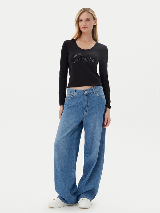Guess Guess Majica W5YI26 J1314 Crna Slim Fit