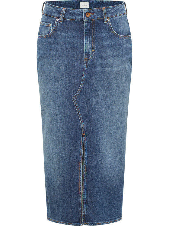 Mustang Mustang Spódnica maxi Eureka Denim Skirt Niebieski Straight Fit