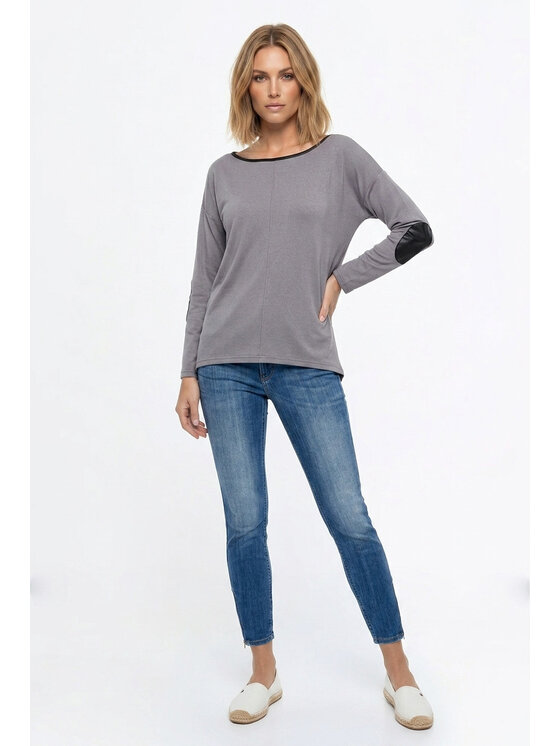 FIGL FIGL Svetr M1362 Šedá Regular Fit