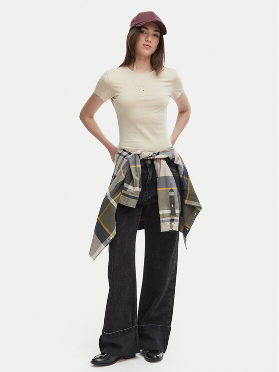 Tommy Jeans Tommy Jeans Marškinėliai DW0DW18398 Šviesiai smėlinė Slim Fit