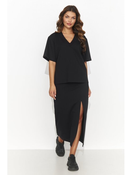 Numinou Numinou Komplet bluzka i spódnica NU468 Czarny Regular Fit