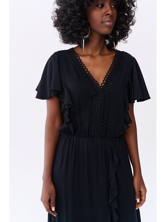 blue shadow blue shadow Sukienka codzienna Lona Czarny Regular Fit