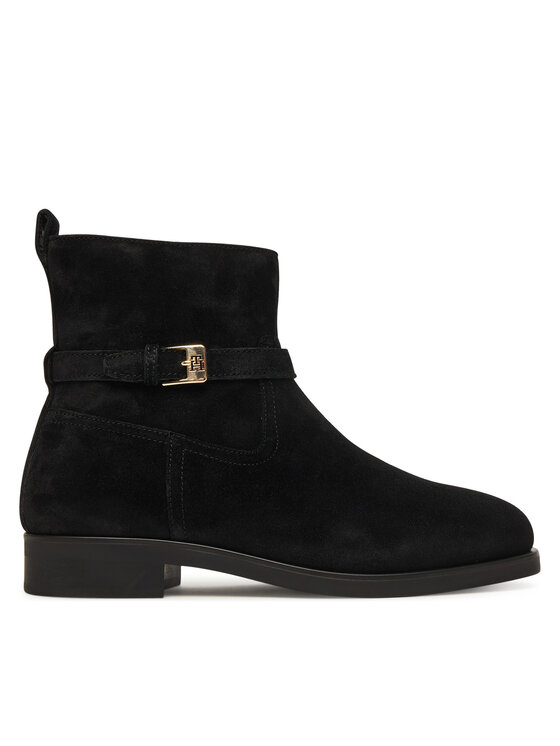 Tommy Hilfiger Tommy Hilfiger Čizme Th Buckle Riding Suede Bootie FW0FW09047 Crna