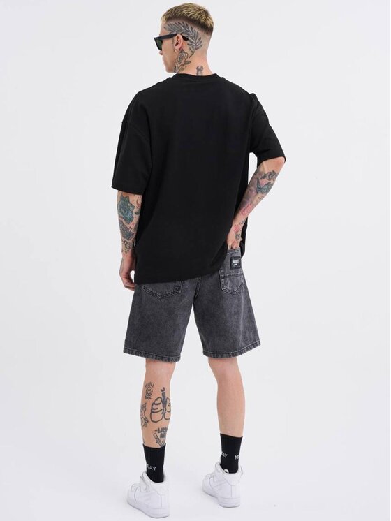 MyStars MyStars Szorty jeansowe Krótkie Spodenki Jeansowe Męskie Ciemne Szare MyStars Black Basic 36 Czarny Loose Fit