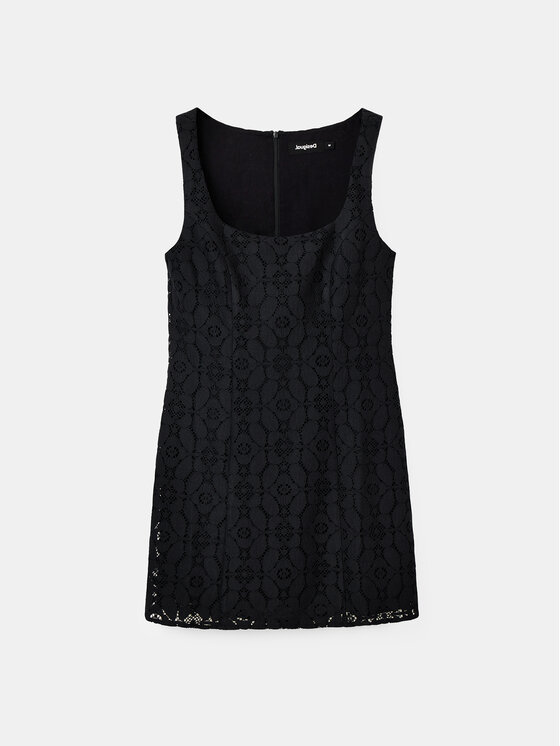 Desigual Desigual Sukienka letnia 23SWVW02 Czarny Slim Fit