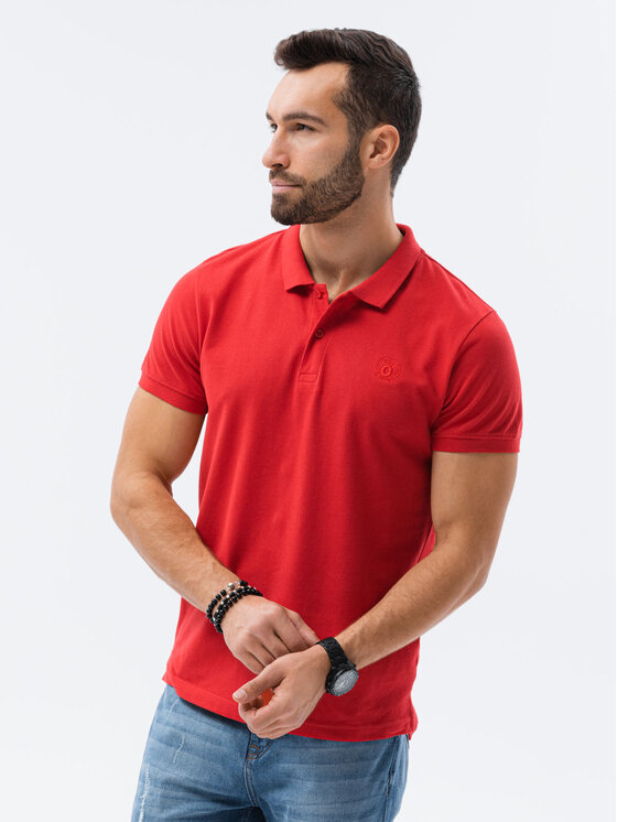 Ombre Ombre Polokošile S1374 Červená Regular Fit