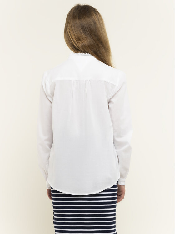 Tommy Hilfiger Tommy Hilfiger Cămașă Essential Ruffle KG0KG04980 D Alb Regular Fit